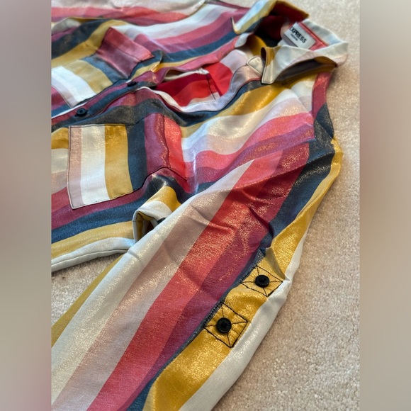 Express - Button Down Shirt, Multi-colored Stripes - Picture 3 of 5